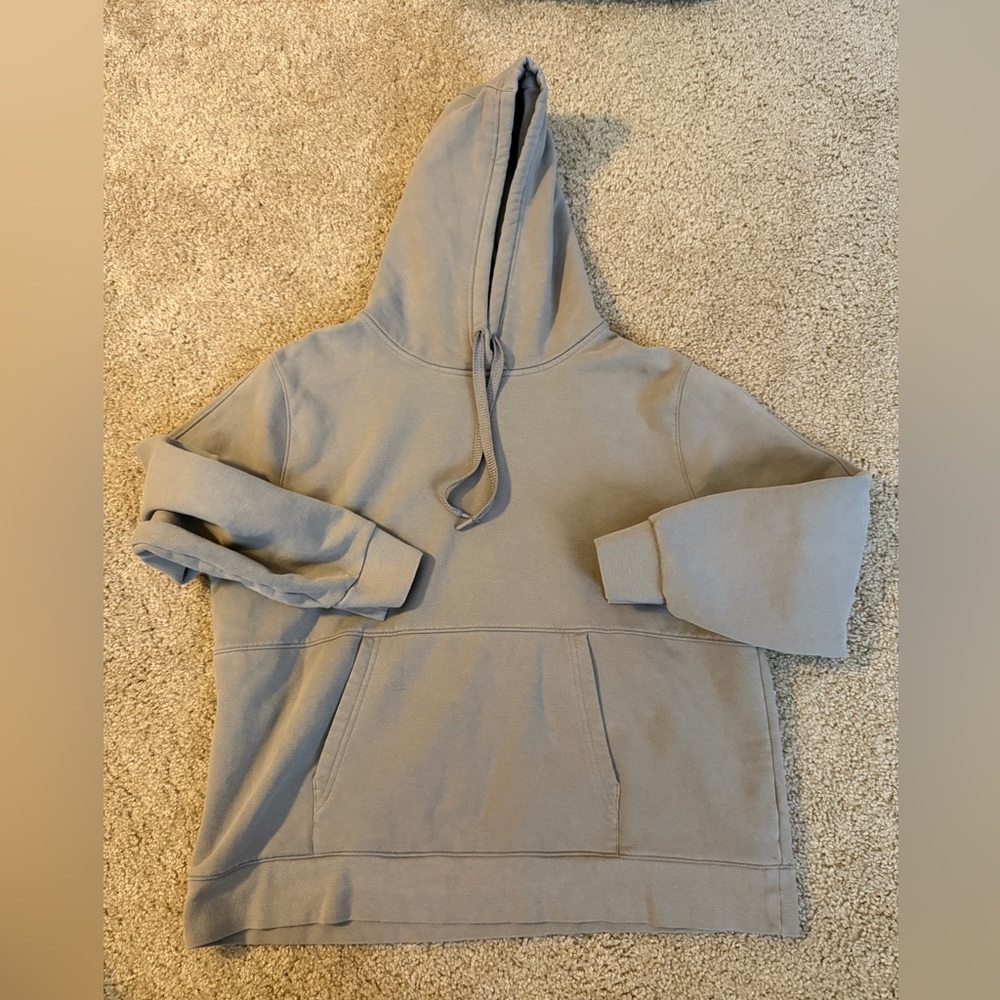 Athleta Cozy Taupe Gray Hoodie - Plush Interior
